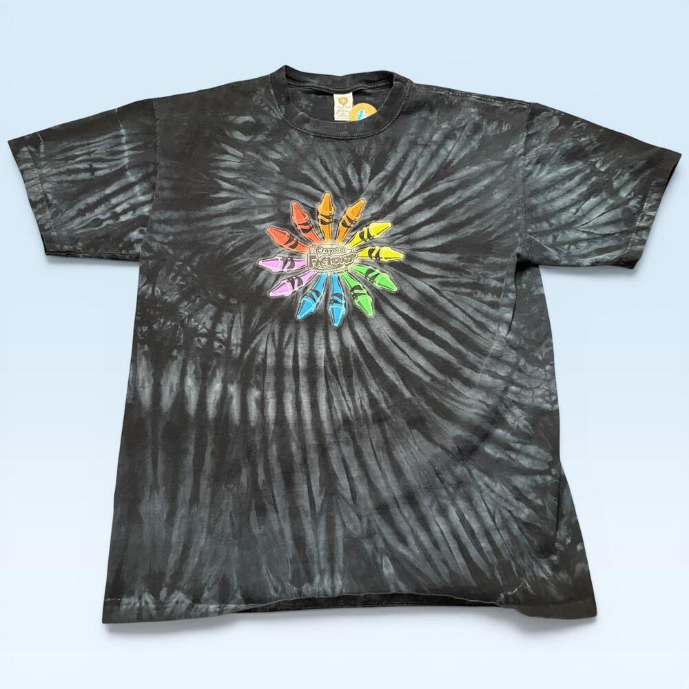 Sundog Shirt Mens Large Black Crayola Factory Tie Dye Rainbow Graphic T-Shirt